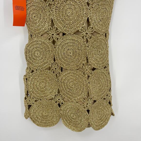 SIMON MILLER | NWT Beep Beep Mini Dress in Star Gold Lurex Crochet XS - Picture 8 of 13